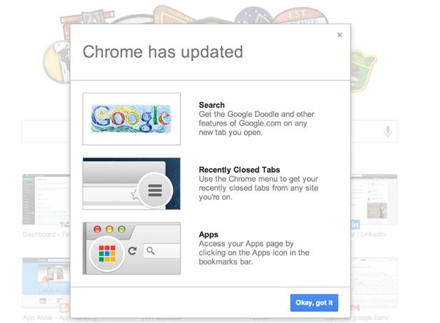 Google Chrome new tab screenshot