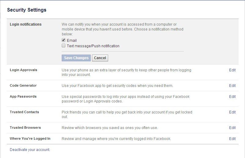 Using Notification for Facebook Login