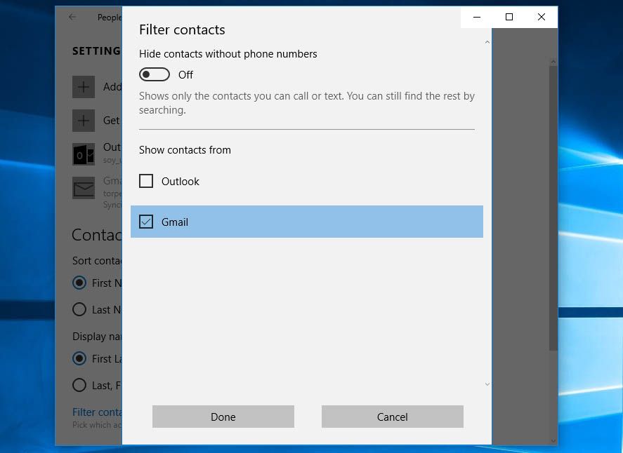 Google Contacts List Windows