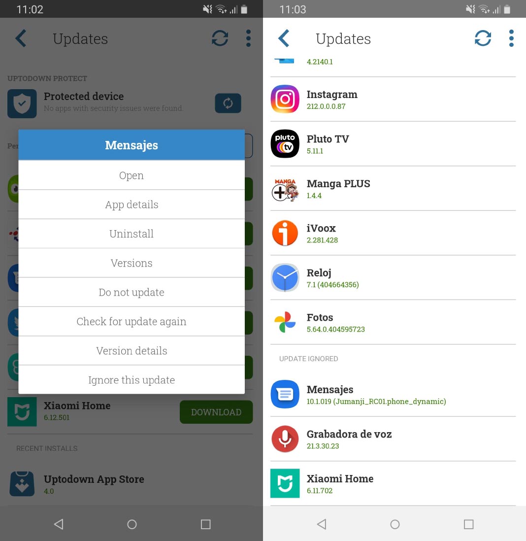 Uptodown App Store 4.0 ignored update apps